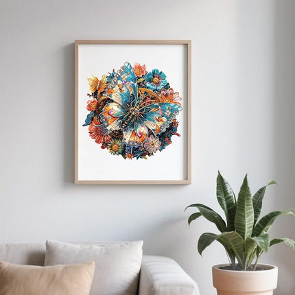 Wooden Puzzles for Adults - Mechanical Butterfly Wood Puzzles Adult - Unique Animal Shape Wooden Jigsaw Puzzles for Adults - Birthday Gifts for Puzzle Lovers, Family (11.4 * 11.4in)