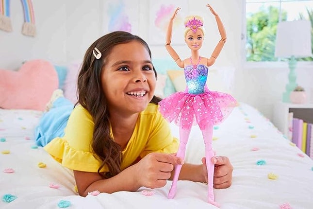 Barbie Dreamtopia Twinkle Lights Ballerina Doll with Blonde Hair & Light-Up Feature Wearing Royal Headband & Pink Tutu