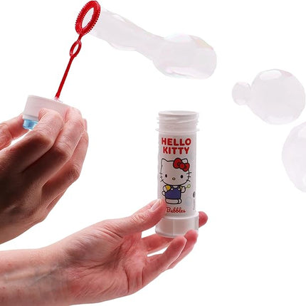 Toyland® Pack of 12 Hello Kitty Bubbles with Wands, 60ml Solution & Novelty Maze Lid - Pocket Money & Party Bag Toys