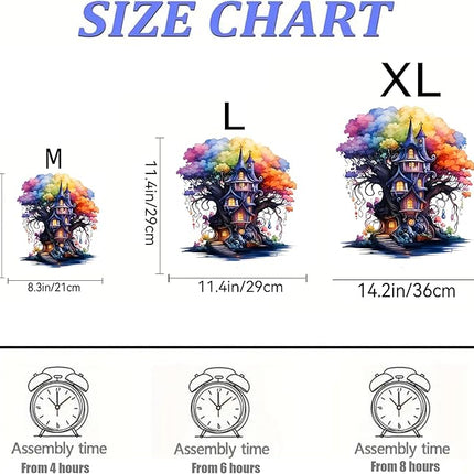 Wooden Puzzles, 174PCS Magical Tree Jigsaw Puzzles, Unique Shaped Wooden Puzzle for Adults and Kids, Family Game(Magical Tree, Large)