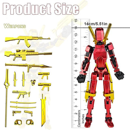 Assembly Completed T13 3D Printed Action Figures,Dummy 13 Robot 13 Movable N13 Action Figure, Lucky 13 Gift for Collectors Desktop Decorations for Game Lovers Toy(Red Blue)