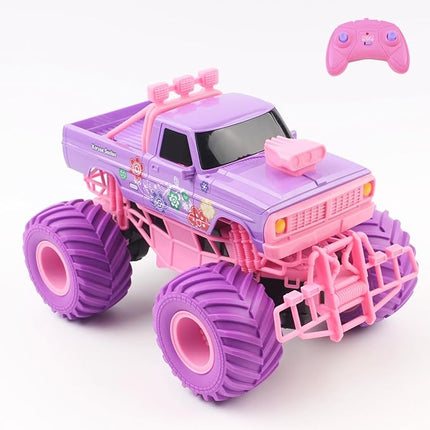 1:16 Scale RC Cars - All-Terrain Off-Road Monster & Pickup Truck, 2.4GHz Remote Control Vehicle Toys for Girls Ages 6-12 (Pink/Purple)