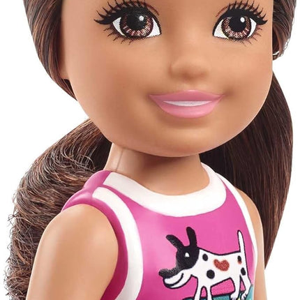 Barbie Chelsea Doll (6-inch Brunette) Wearing Sparkly Skirt, Molded Unicorn Top & Green Shoes, Gift for 3 to 7 Year Olds