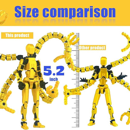 Already Assembled T13 Action Figure Accessories,T13 Multi-Jointed Movable,for Collectors Desktop Decorations t-13 Movability 3D Printed Toys (Yellow, 5.5inch)