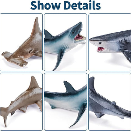 10PCS 5" Sea Animal Toys for Toddlers, Bath Ocean Animal Whale Shark Figurines Toys for Kids, Cake Toppers Birthday Party Favors & Gifts for Boys & Girls