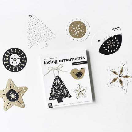 Wee Gallery Holiday Lacing Cards, Sewing Board and Travel Game for Toddlers and Preschoolers, Fine Motor Skills Toy, Montessori-Inspired Educational Kids Craft Activity for Ages 3+