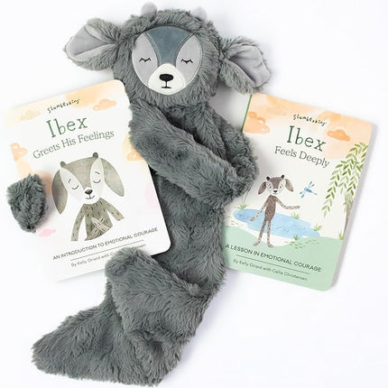 Slumberkins Ibex Snuggler & 2 Board Books Complete Set Bundle | Promotes Emotional Courage, Resilience & Empathy | Social Emotional Tools for Ages 0+ (Ibex Kin Snuggler + 2 Board Books)