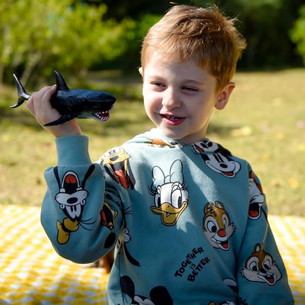 Gemini&Genius Sea Animal Great White Shark Action Figure Megalodon Shark Model Toy Soft Rubber Realistic Ocean Shark Educational and Role Play Toys for Kids and Collectors (Great White Shark)