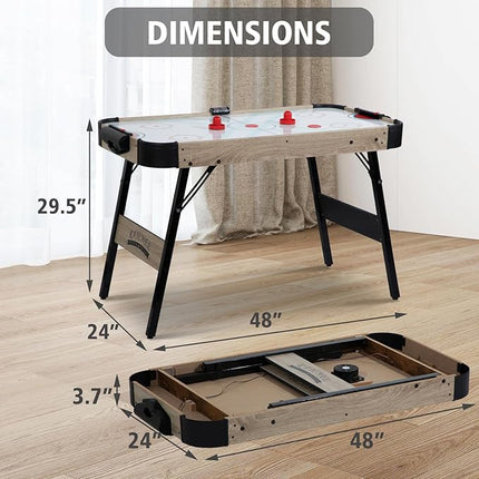 Foldable Air Hockey Table, 48" Indoor Air Hockey Arcade Table Gaming Set with 2 Pucks, 2 Pushers, Electronic Score Systems for Adults and Kids, Home Game Room, Family Recreation