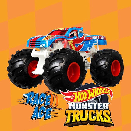 Hot Wheels Monster Trucks Toy Truck, Oversized 1:24 Scale Die-Cast Race Ace for Kids & Collectors
