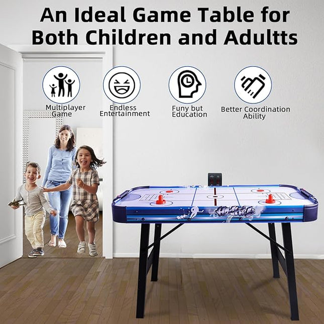 Air Hockey Table Foldable 4ft Powered Hockey Game Table 48 inch Indoor Electric Hockey Table w/2 Pucks, 2 Pushers,Shuffleboard,Bowling,Powerful 12V Motor for Adults and Kids