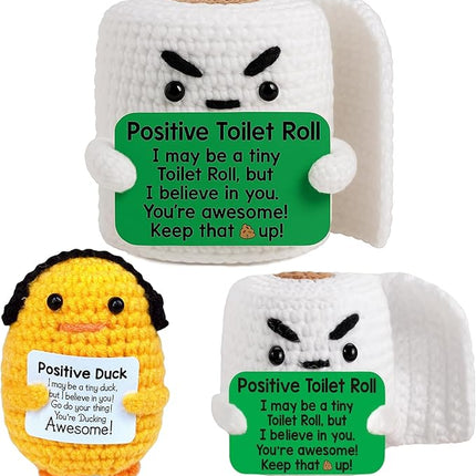 Inspirational Birthday Gifts for Women - Handmade Positive Emotional Uplifting Support Small Funny Cute Crochet Duck Paper Towel Pickle for Her Him Men Friends Coworkers Colleges Graduation