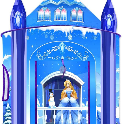 Princess Play Tent for Girls Ice Castle Imaginative Fairy Tale Pretend Game Playhouse Indoor Outdoor Pop Up Kids Tent Toy Gift for Children Toddlers Festival Birthday Party