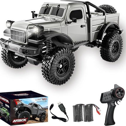 RC Pickup Truck, C8813 Dodge Pickup, 1:18 Scale All Terrain Remote Control Crawler, 2.4 GHz 4WD Off-Road Rock Car with Alloy Frame, Shock Absorber, 45°Climbing Gifts for Teens Beginners
