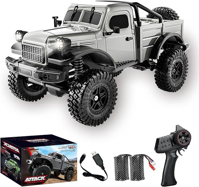 RC Pickup Truck, C8813 Dodge Pickup, 1:18 Scale All Terrain Remote Control Crawler, 2.4 GHz 4WD Off-Road Rock Car with Alloy Frame, Shock Absorber, 45°Climbing Gifts for Teens Beginners