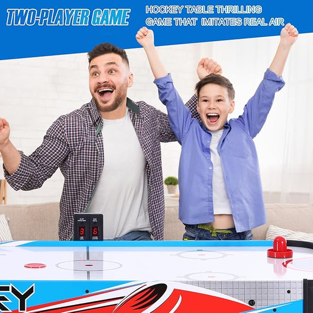 Foldable Air Hockey Table, 48" Indoor Air Hockey Arcade Table Gaming Set with 2 Pucks, 2 Pushers, Electronic Score Systems for Adults and Kids, Home Game Room, Family Recreation