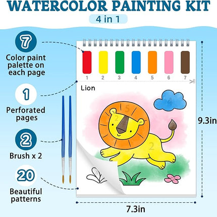 Paint with Water Coloring Books for Toddlers,Animal Theme Mess Free Watercolor Painting Papers for Kids Water Color Paint Kit Art Craft Gift for Ages 1-3, 4-8