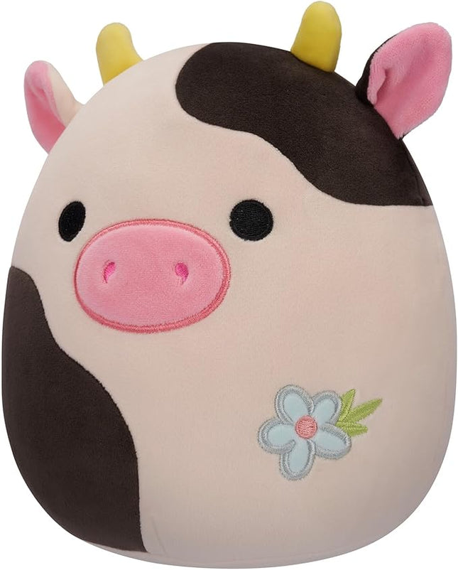 Squishmallows Original 8-Inch Connor Cow with Blue Flower Embroidery - Official Jazwares Plush