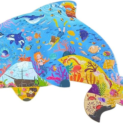 Puzzles for Kids Ages 4-8, 8-10 and Adults 108 Piece Dolphins Animal Shaped Kids Puzzles Jigsaw Puzzles Educational Learning Toys for Kid Boys Girls Ages 4 6 7 8 Halloween