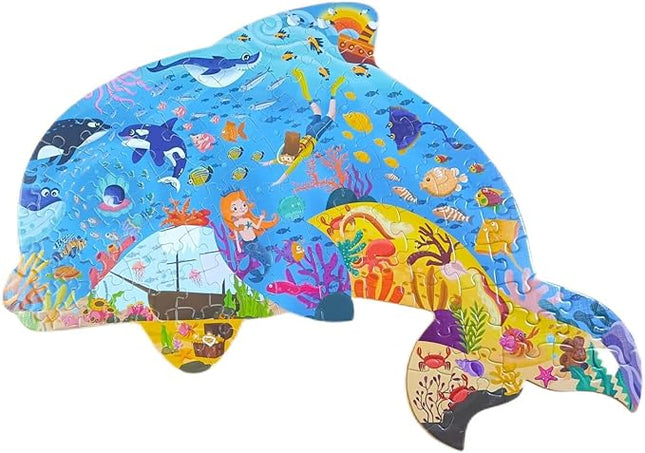 Puzzles for Kids Ages 4-8, 8-10 and Adults 108 Piece Dolphins Animal Shaped Kids Puzzles Jigsaw Puzzles Educational Learning Toys for Kid Boys Girls Ages 4 6 7 8 Halloween