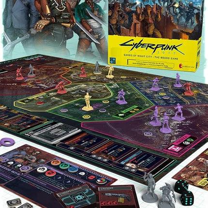 CMON Cyberpunk 2077: Gangs of Night City Board Game - Conquer Night City in This Immersive Sci-Fi Strategy Game! Adventure Game, Ages 14+, 1-4 Players, 90-120 Min Playtime, Made