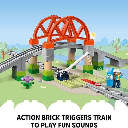 LEGO DUPLO Town Train Bridge and Tracks Expansion Set - 10 Extra Pieces of Train Tracks - Preschool and Toddler Train Set, Ages 2+ - Building Toy for Boys and Girls - 10426