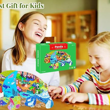 Puzzles for Kids Ages 4-8, 180 Piece Panda Animal Shaped Kids Puzzles Jigsaw Puzzles Educational Learning Toys for Kid Boys Girls Ages 4 6 7 8 Christmas Easter Party Favors Gift