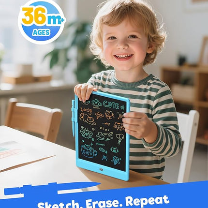 TEKFUN LCD Writing Tablet Doodle Board, 10inch Colorful Drawing Tablet Writing Pad, Kids Travel Essentials, Toddler Toys for 3 4 5 6 7 8 Year Old Girls Boys (Blue)