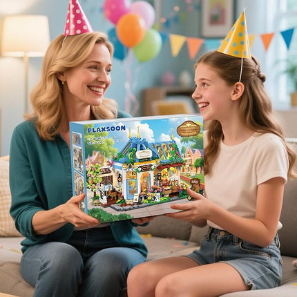 Flower Café House Building Set with LED, 1520 PCS Botanical Coffee Architecture with Openable Design, Floral Bakery Construction Model for Home Decor, Gift for Adults Women Teens Girl Boy 12+