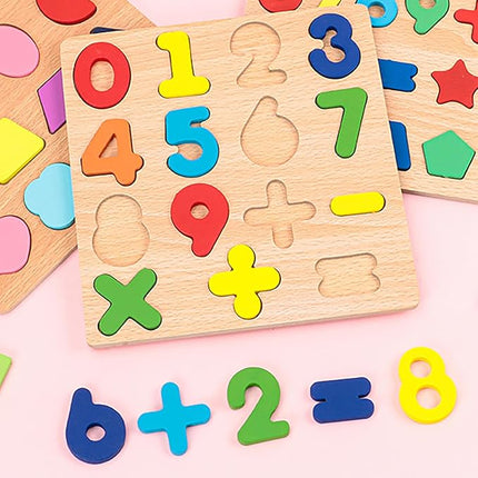 Wooden Puzzles for Toddlers, 2 Pack Alphabet Shape Wooden Puzzles for Kids Montessori Toddler Wooden Alphabet Number Shape Learning Puzzle for Kids 3 Years Over Boys & Girls