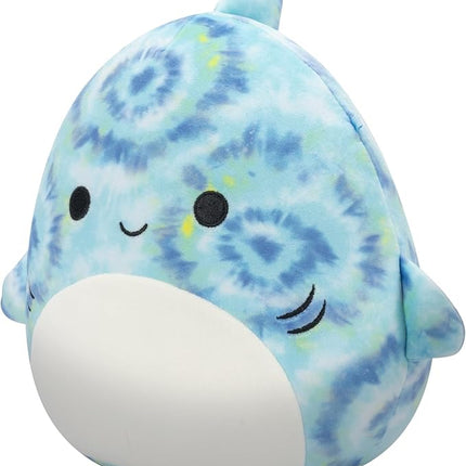 Squishmallows Original 8-Inch Luther Blue Tie-Dye Tiger Shark - Official Jazwares Plush