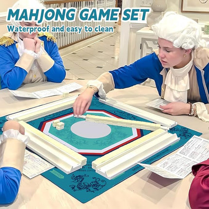 Mahjong Mat, Non-Slip Noise Reduction Mahjong Mat for Mahjong Table, Game Mat Suitable for Mahjong, Card Games, Board Games, 32 in * 32 in Game Mat, Can Be Stored in Our Storage Bag (Blue)