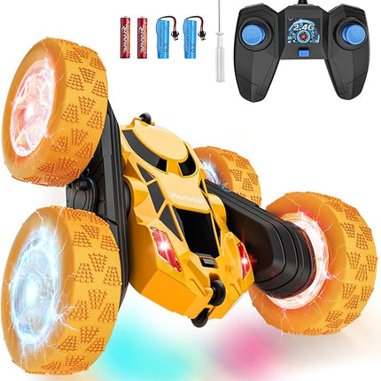 Remote Control Car, 360° Rotating 2.4GHz Fast Stunt RC Cars for Kids, Boy Toys Ages 6 7 8 9 10 Year Old, Gifts for Boys and Grils-Yellow