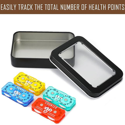 4Pcs MTG Life Counter Twin Digits with Metal Box, Health Tracker Life Counter for MTG Magic Card Games Accessories, Compatible with Magic The gatering Tabletop RPG D&D CCG TCG Board Games