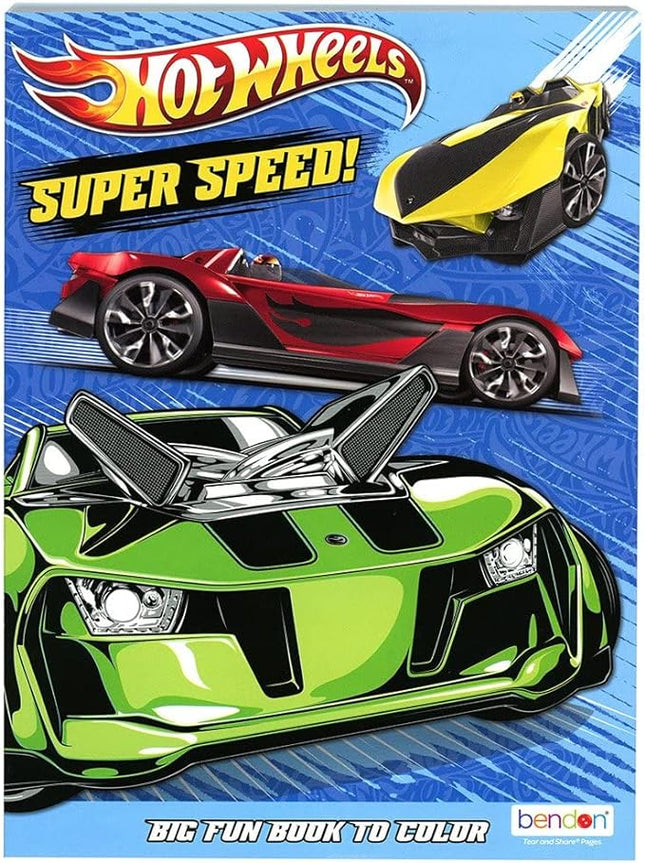 Hot Wheels Super Speed Coloring Book - Big Fun Book to Color Hot Wheels Coloring Book, Boys Arts and Crafts Activity Coloring for Kids Birthday, Party Favors 80 Coloring Pages