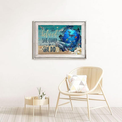 Ocean Jigsaw Puzzles 1000 Pieces for Adults, Majestic Whales & Inspirational Quotes, Motivational Sea Life Art Wooden Puzzle for Stress Relief, Empowering Home Decor