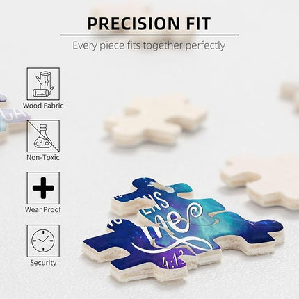 Christian Jigsaw Puzzles 500 Pieces for Adults, Shining Cross & Philippians 4:13 Bible Verse, Uplifting Religious Wooden Puzzle, Faith-Based Gift