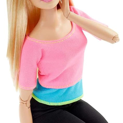Barbie Made To Move Doll, Ultra-Posable, 22 Points To Bend, Black Leggings, Color-Blocked Top, Long Blond Hair
