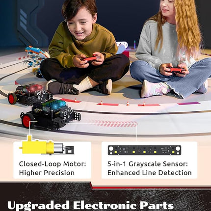 WhalesBot Rocky Smart Robot Car Coding & Remote Control Kit for Kids 8-16, STEM, Modular/Scratch/Python/C Programming, Educational Engineering Science Toy Set