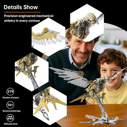 Eagle 3D Metal Model Kits for Adults and Teens,3D Metal Puzzles, Mechanical Assembly Models, Collectible Mechanical Engineering Crafts for Home Office Decoration & Gift (Yellow)