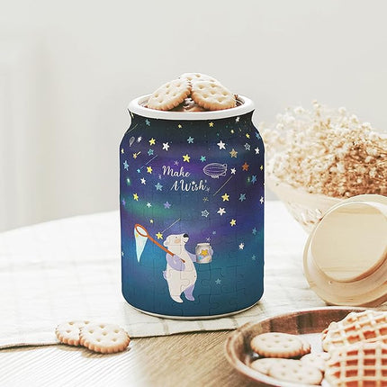 Pintoo 3D Puzzle Jar 128 Plastic Pieces for Adults - Dreams Come True - Airtight Lid Container and Inner Glass Jar for Kitchen Dining Study Living Room No Glue Requied Large [BA1001]