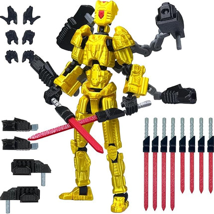 2PCS T13 Action Figure Already Assembled, 3D Printed Multi-Jointed Movable Robot 13 Action Figures Desktop Decorations for Game Lovers Toy, for Collectors Desktop Decorations (Gray Yellow)