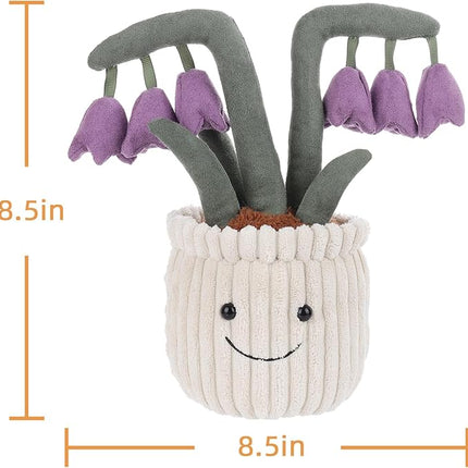 Apricot Lamb Soft Flores Convallariae Plant Plush Toy, Stuffed Purple Flower Pot, Kawaii Plushie for Kids