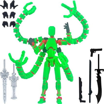 Assembly Completed T13 Action Figure,T13 Action Figure Multi-Jointed Movable,Ultimate Desktop Decor for Lovers t-13 Movability 3D Printed Toys (Green, 7.2in)
