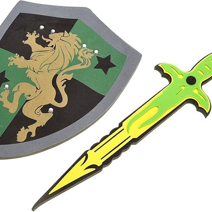 PowerTRC Sword and Shield Play Set | Unique Sword and Shield Design | Foam Weapons | Pretend Play Weapons | Kids Play Knights | White Eagle and Golden Lion Shield (8 Packs)