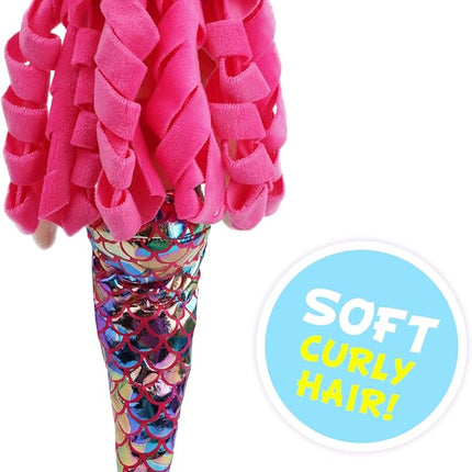 June Garden 15.5" Sparkly Mermaid Larissa - Soft Mermaid Plush Stuffed Doll Gift for Toddler Girls