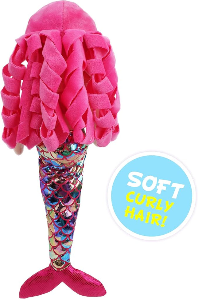 June Garden 15.5" Sparkly Mermaid Larissa - Soft Mermaid Plush Stuffed Doll Gift for Toddler Girls