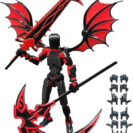 T13 Action Figures Set (Assembly Completed) Lucky 13 Action Figure,3D Printed Robot 13 Action Figure, Dummy 13 Set, for Collectors Desktop Decorations, Red