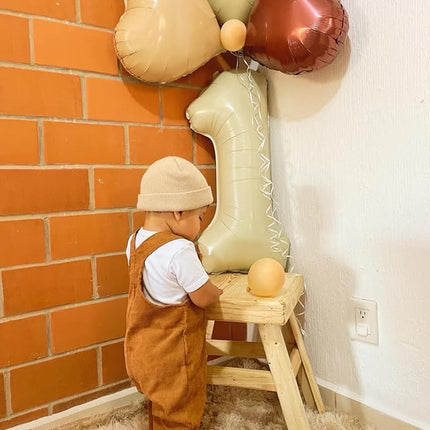 Smlpuame 40 Inch Beige Number 1 Balloon for 1st Birthday Decorations Boys Girls, Large Self Inflating Cream Foil Number 0-9 White Sand 1 Balloons for Women Men Party Anniversary Supplies Baby Shower