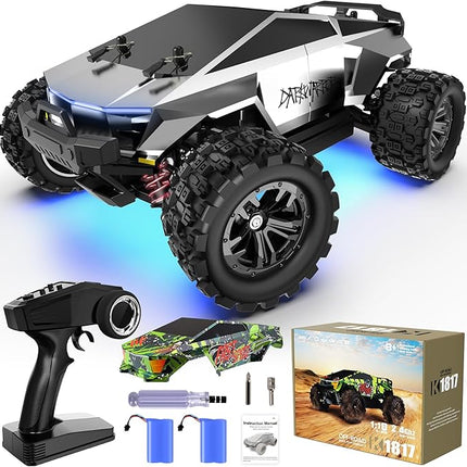 1:18 Scale All Terrain Fast RC Car, 40 KPH High Speed 4WD Electric Vehicle with 2.4 GHz Remote Control, 4X4 Waterproof Off-Road Monster Truck with Two Rechargeable Batteries 60 Min Runtime for Boys 8+